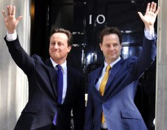 David Cameron and Nick Clegg outside No. 10 Downing Street