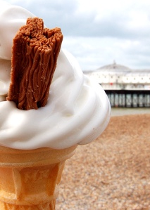 Soft serve ice cream, against Brighton Pier