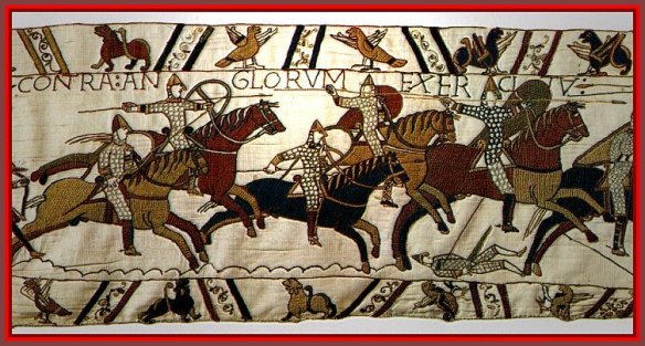 The Bayeaux Tapestry, depicting the Norman Invasion of England